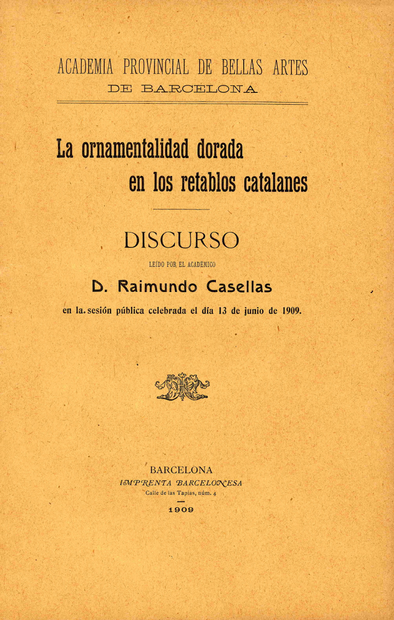 La ornamentalidad dorada en los retablos catalanes - Casellas Dou, Raimundo