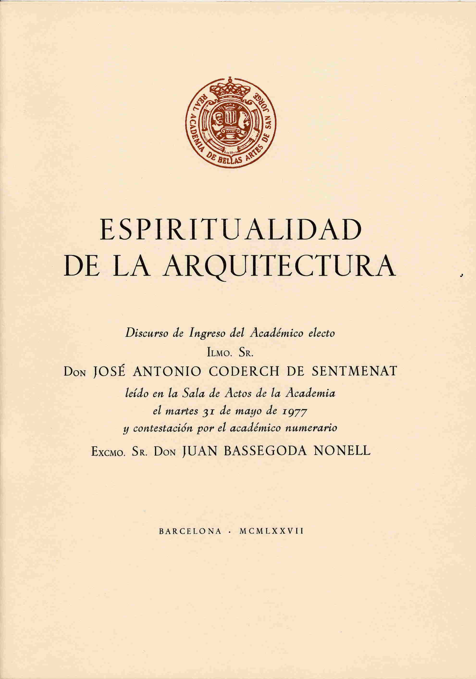 La espiritualidad en la arquitectura - Coderch de Sentmenat, José Antonio