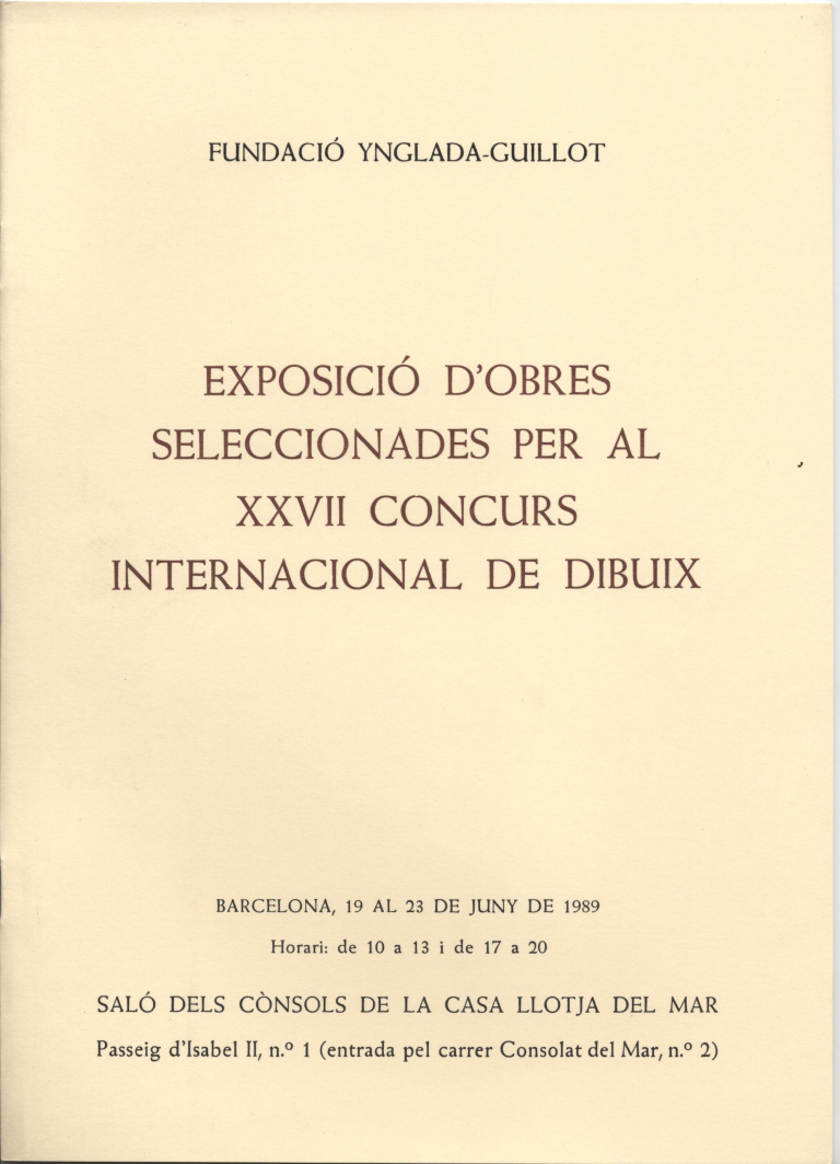 Exposició d'obres seleccionades per al XXVII concurs internacional de dibuix (8 pàg., 23,5 cm.)