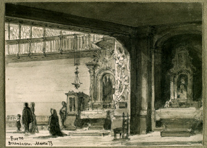 Dibuix - Interior del convent del Bonsuccés (Barcelona) -