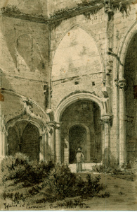 Dibuix - Ruïnes de l’església del convent del Carme (Barcelona) -
