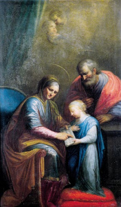 Pintura - Sant Joaquim i santa Anna ensenyant a llegir a la Verge -