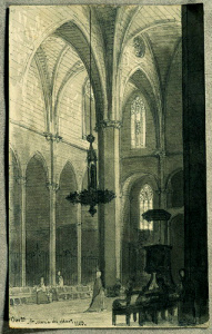 Dibuix - Interior de l’església de Santa Maria del Mar (Barcelona) -