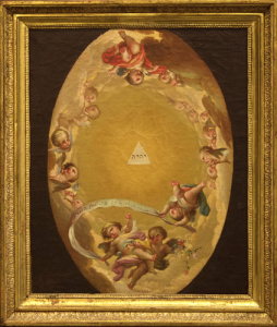 Pintura - Glòria d’Àngels amb el símbol de la Santíssima Trinitat -