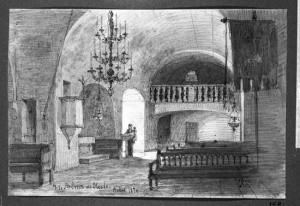 Dibuix - Interior de l’església de Santa Creu d’Olorda