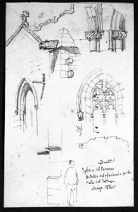 Dibuix - Detalls de la façana de l’església del convent del Carme (Barcelona) -