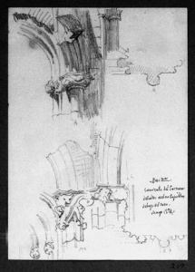 Dibuix - Detalls arquitectònics de les capelles de l’església del convent del Carme (Barcelona) -