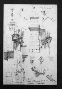 Dibuix - Detalls del claustre del convent del Carme (Barcelona) -