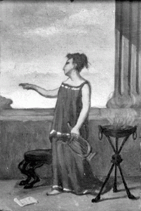 Pintura - Dona romana amb lira abocada a un mirador -