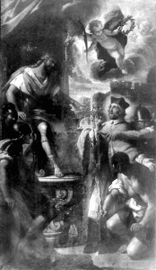 Pintura - Sant Joan Nepomucè davant el rei Venceslau IV -