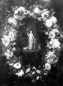 Pintura - Figura envoltada d’una garlanda de flors -