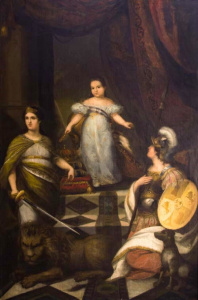 Pintura - Retrat al·legòric amb la reina Isabel II nena -