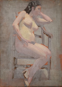 Pintura - Nu femení assegut en una cadira -